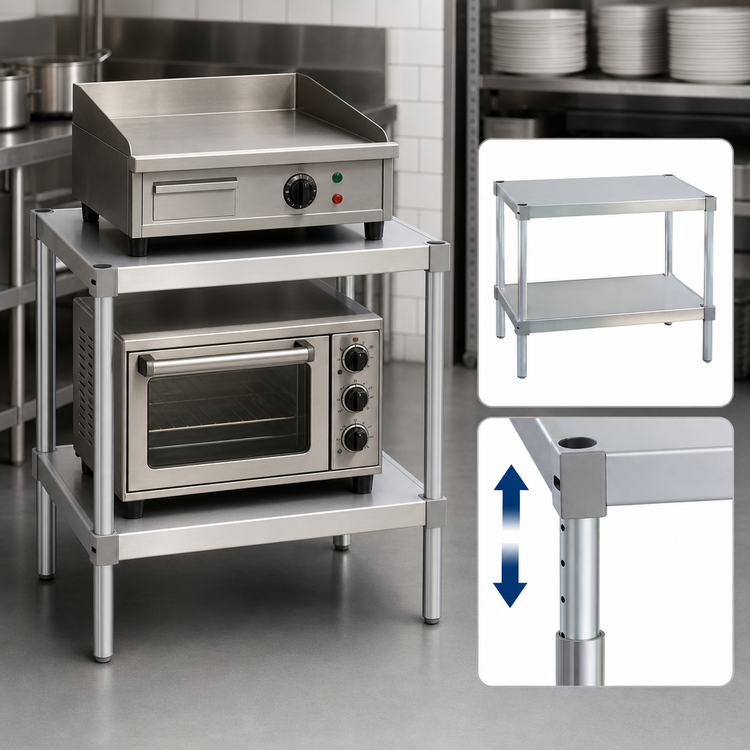 Product image #3 for New Age Modular Aluminum Equipment Stand with 2 Adjustable Solid Shelves, 24 x 15 x 30 Inches