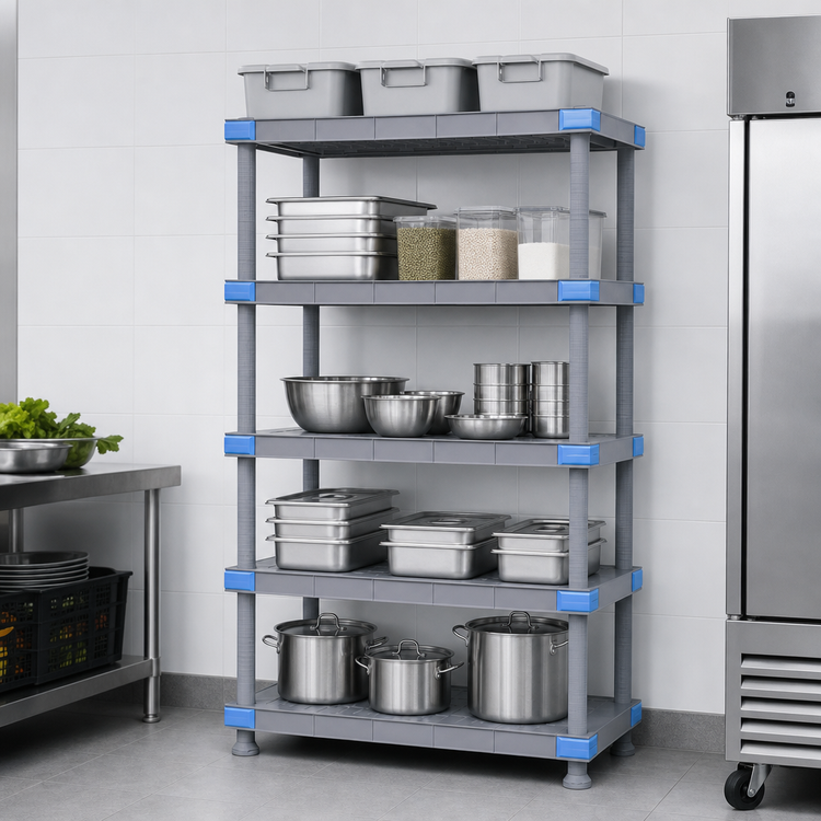 Product image #3 for Quantum Millenia 72"W x 21"D x 74"H Polymer Solid Stationary Starter Shelving Unit with 5 Shelves