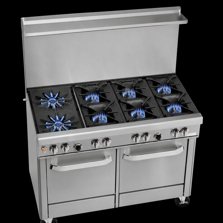 Product image #3 for Southbend Ultimate 48-Inch Gas Restaurant Range with 6 Open Burners, 1 Standard Oven, and Cabinet Base