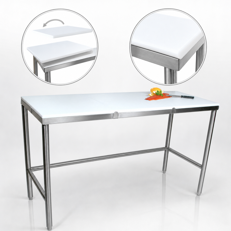 Product image #3 for John Boos 84-Inch Poly Top Trimming Table with Stainless Steel Legs