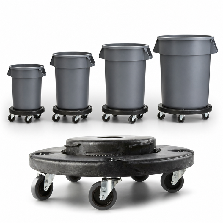 Product image #3 for Rubbermaid Commercial BRUTE Quiet Trash Can Dolly for 20, 32, 44, and 55 Gallon Containers
