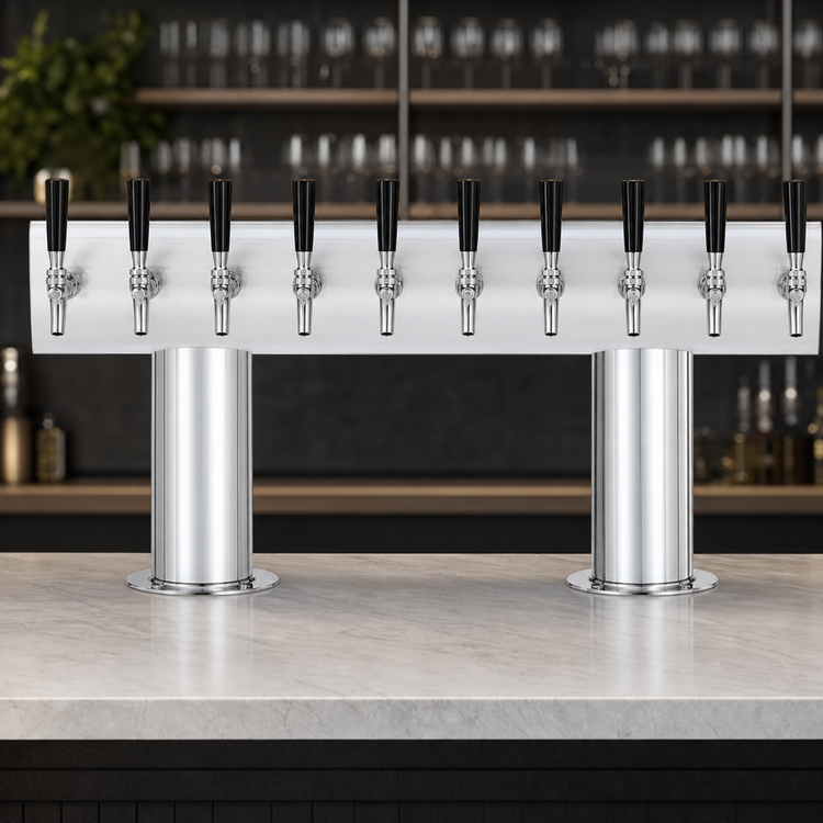 Product image #3 for Micro Matic 30-Inch Wide Double Pedestal Countertop Air-Cooled Draft Beer Tower with 10 Faucets