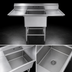 Thumbnail image #3 for Eagle Spec-Master One-Compartment Floor Model Stainless Steel Sink with Left and Right Drainboards, 58 Inch Wide