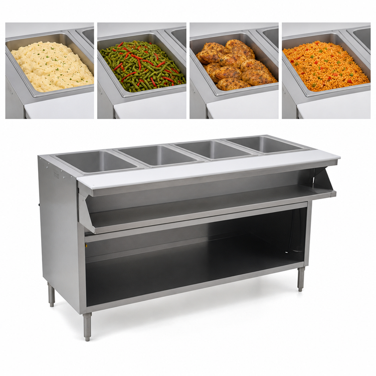 Product image #3 for Spec-Master Sealed Well Electric Open Front Hot Food Table with 4 Wells, 63-1/2 Inch
