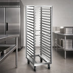 Thumbnail image #3 for Dinex DXPRIA64182618 Roll-In Refrigerator Sheet Pan Rack, Open Frame Aluminum, 18-Pan, Front & Rear Loading, 3-Inch Centers