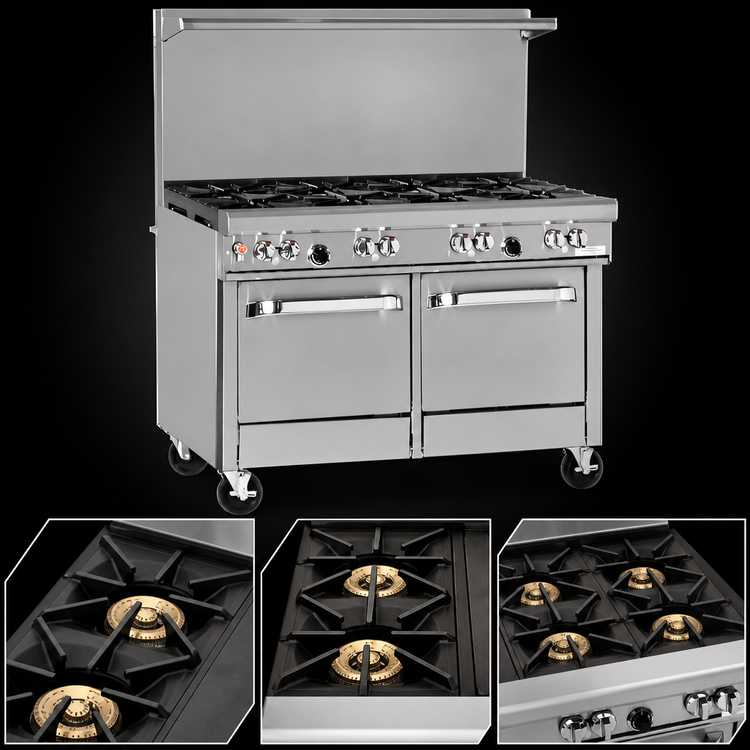 Product image #3 for Southbend Ultimate 48-Inch Stainless Steel Gas Restaurant Range with 7 Open Burners, Standard Oven, and Cabinet Base