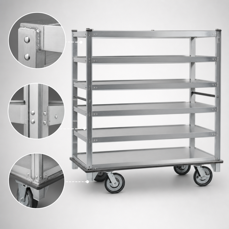 Product image #3 for Cres Cor Correctional Queen Mary Cart with 6 Shelves and 8-Inch Swivel Casters