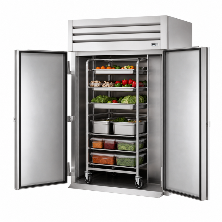 Product image #3 for True SPEC SERIES Two-Section Roll-In Solid Swing Door Refrigerator, 89 Inch H, Self-Contained, Stainless Steel Front and Aluminum Sides