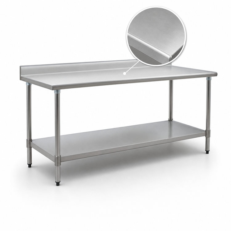 Product image #3 for BlendPort Budget Series 72-Inch x 24-Inch 430 Stainless Steel Work Table with 4-1/2-Inch Backsplash and Undershelf