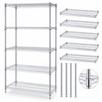 Thumbnail image #3 for Quantum WR74-1454C-5 5-Shelf Wire Shelving Starter Kit, 54 x 14 x 74 Inches, Chrome Plated