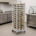 Thumbnail image #3 for Channel Manufacturing T447A Mobile Single-Section Trapezoidal Aluminum Cafeteria Tray Rack for 15 x 20 Trays, 24-Tray Capacity