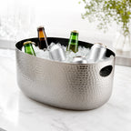 Thumbnail image #3 for American Metalcraft ATHB10 10-Quart Oval Beverage Tub, Hammered Aluminum, Black, Hand-Wash Only Case of 2