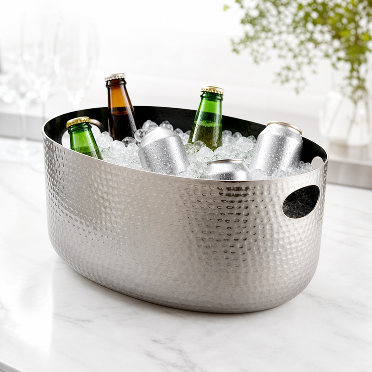 Product image #3 for American Metalcraft 10 Qt Oval Hammered Aluminum Beverage Tub