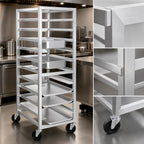Thumbnail image #3 for Channel Manufacturing UTR-5 Aluminum End-Load Bun Pan and Steam Table Pan Rack, 5-Position, 5-Inch Centers, Casters