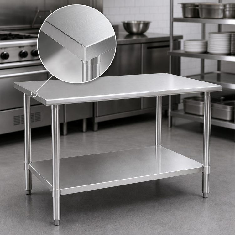 Product image #3 for Eagle Spec-Master 60 In. W x 30 In. D Flat Top Work Table with 300 Series Stainless Steel Top and Adjustable Galvanized Undershelf