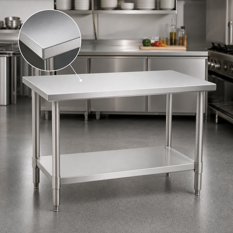 Product image #3 for Eagle Spec-Master 60 x 30 Inch 14-Gauge Flat Top Stainless Steel Work Table with Adjustable Undershelf