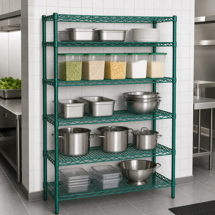 Product image #3 for Eagle Group Valu-Gard 5-Tier Wire Shelving Starter Unit, 72 x 18 x 74 Inches, Green Epoxy
