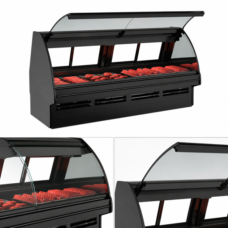 Product image #3 for Fusion® Full-Service Self-Contained Refrigerated Service Case with Curved Lift-Up Front Glass