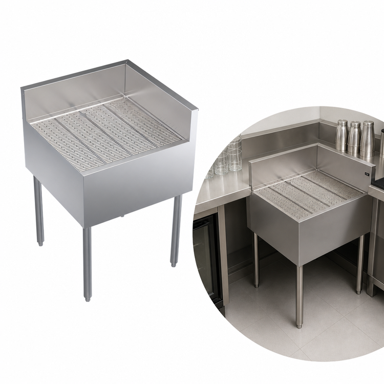 Product image #3 for Krowne Royal Series Freestanding Stainless Steel Underbar Corner Drainboard with Right End Return, 24 x 24 x 36-1/2 Inches