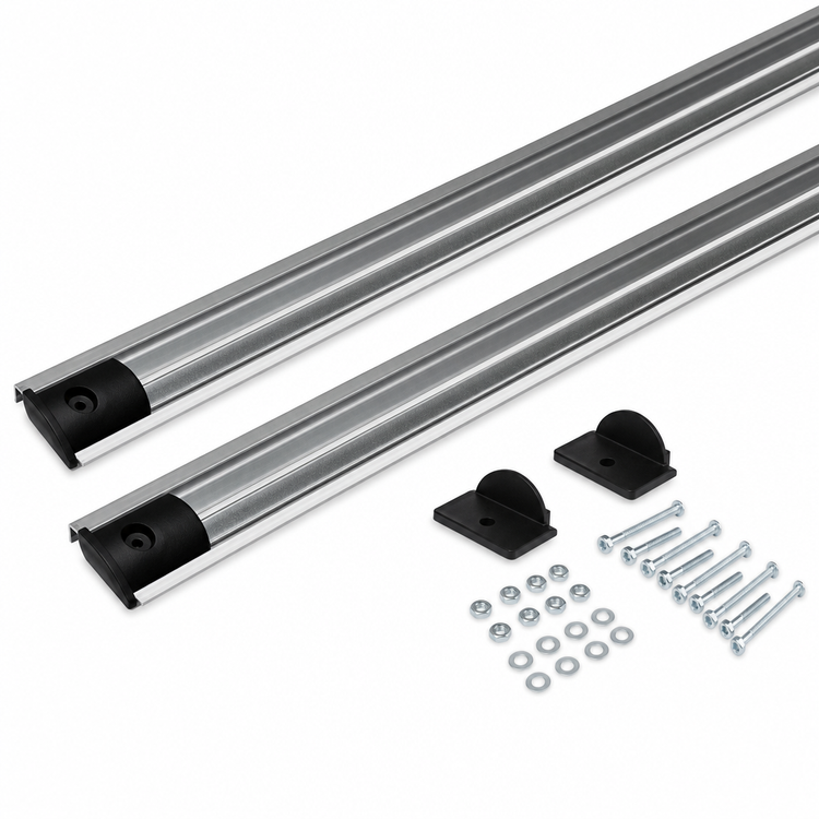 Product image #3 for Quantum Single Unit Floor Track Assembly Kit for Commercial Shelving, 2 x 20-Foot V-Groove Aluminum Tracks