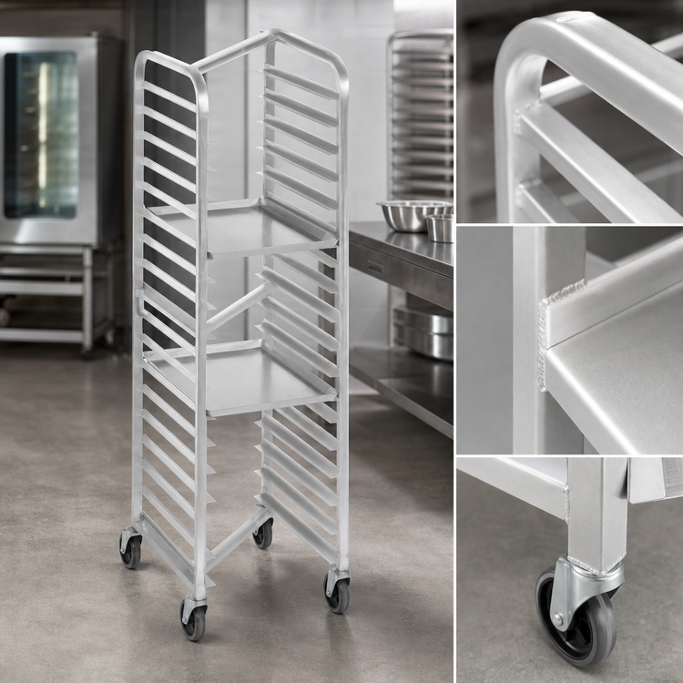 Product image #3 for Channel Extra Heavy-Duty Nesting End-Load Aluminum Bun Pan Rack, 10-Pan Capacity