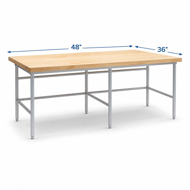 Product image #3 for John Boos Baker's Table Frame for 48 x 36 Inch Wood Top with Bin Stops and Guides