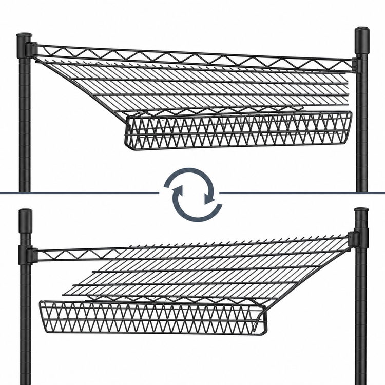 Product image #3 for Eagle Group 48-Inch x 18-Inch Reversible Angled Wire Shelf with Hanger Rails, Black Epoxy