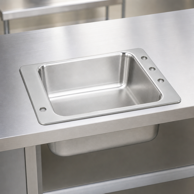Product image #3 for Advance Tabco Smart Series Self-Rimming Drop-In Classroom Sink, 1-Compartment, 20 x 16 x 8 in Bowl, 304 Stainless Steel