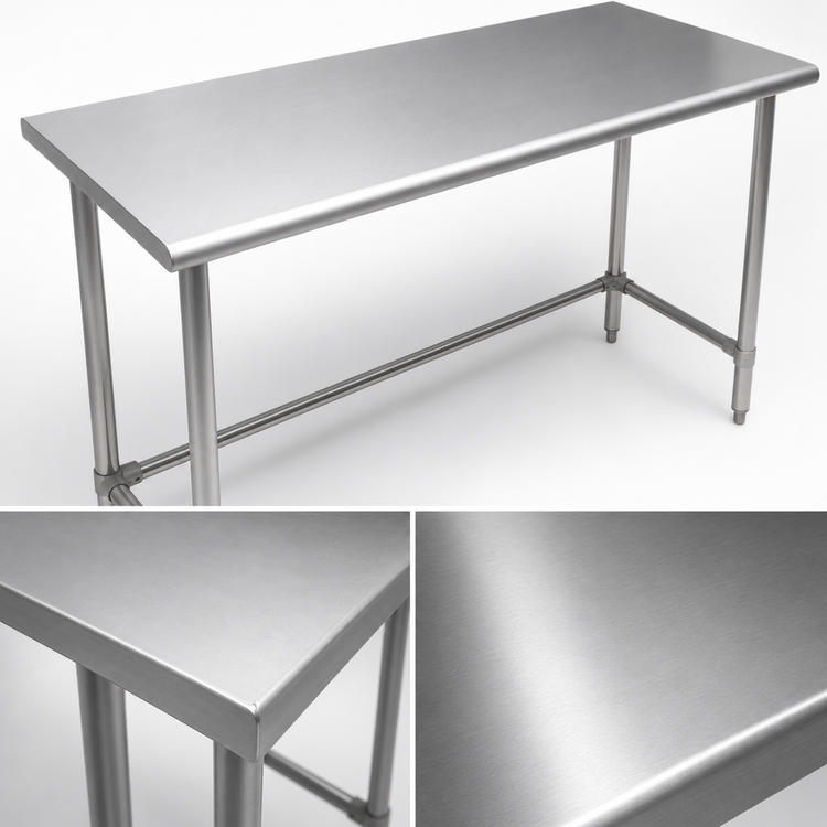 Product image #3 for Omcan USA 72-Inch x 30-Inch Stainless Steel Flat Top Work Table with Open Base