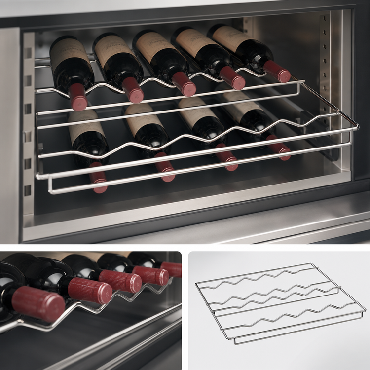 Product image #3 for Beverage-Air Curved Chrome Wine Rack for MMR44, 10-Bottle Capacity