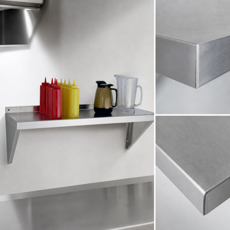 Product image #3 for New Age Heavy-Duty Bracket-Mounted Solid Wall Shelf, 24 x 12 Inches, 12 Gauge Aluminum