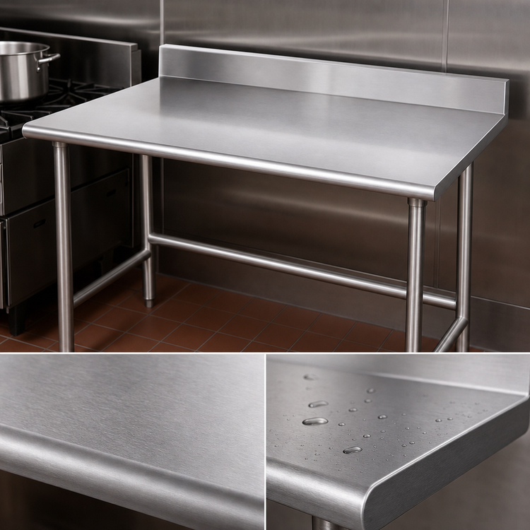 Product image #3 for Advance Tabco 30 Inch x 24 Inch Corner Stainless Steel Work Table with 5 Inch Backsplash