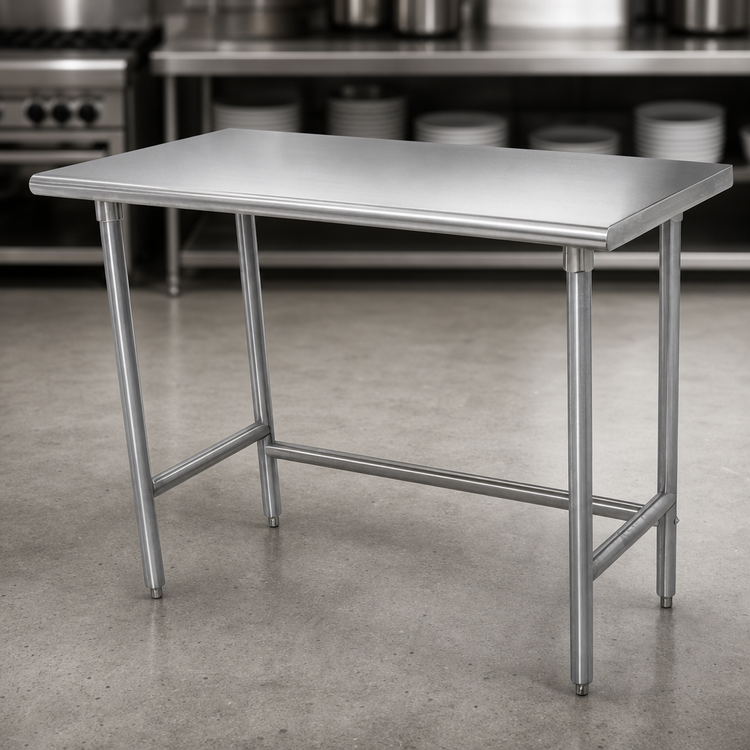 Product image #3 for Advance Tabco 48" x 36" Flat Top 14 Gauge 304 Stainless Steel Work Table with Open Base