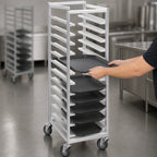Thumbnail image #3 for Channel Manufacturing T445A6 Aluminum Cafeteria Tray Rack, Single-Section, End-Load, 36-Tray, 15 x 20-Inch Trays