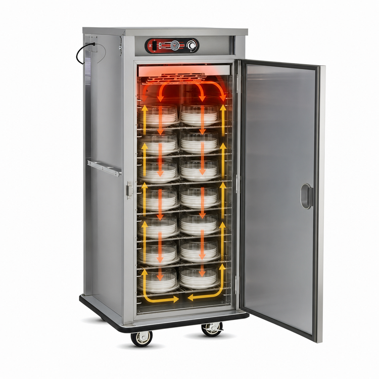 Product image #4 for FWE E-Series E-480-XL Electric Heated Banquet Cart, Single Door, 48 Covered Plates