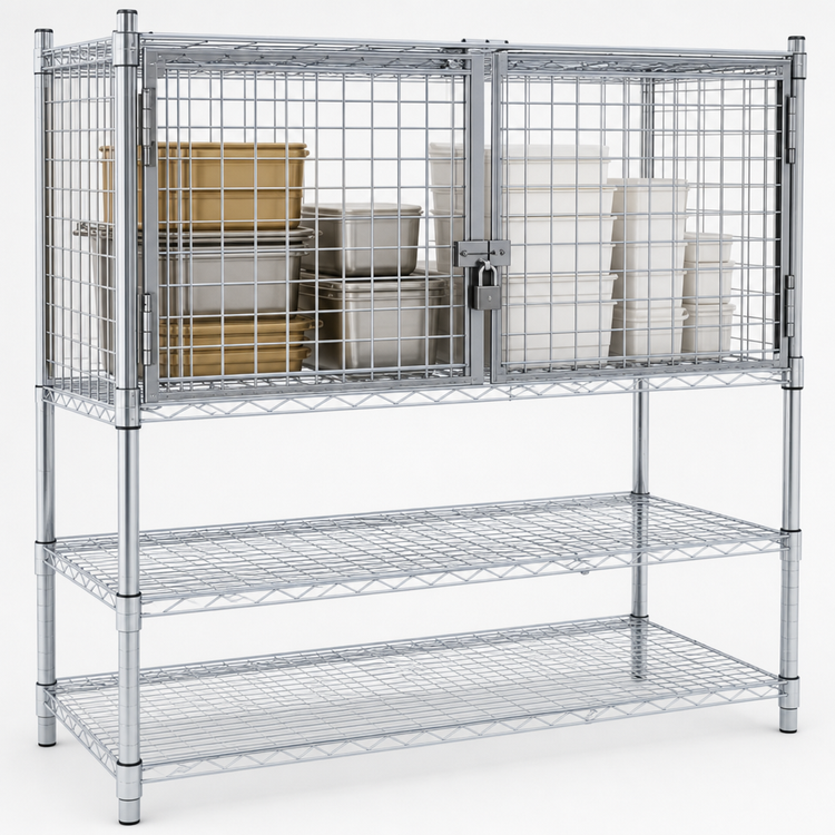 Product image #3 for EagleGard 60"W x 24"D Security Enclosure Kit with Hinged Doors for Wire Shelving