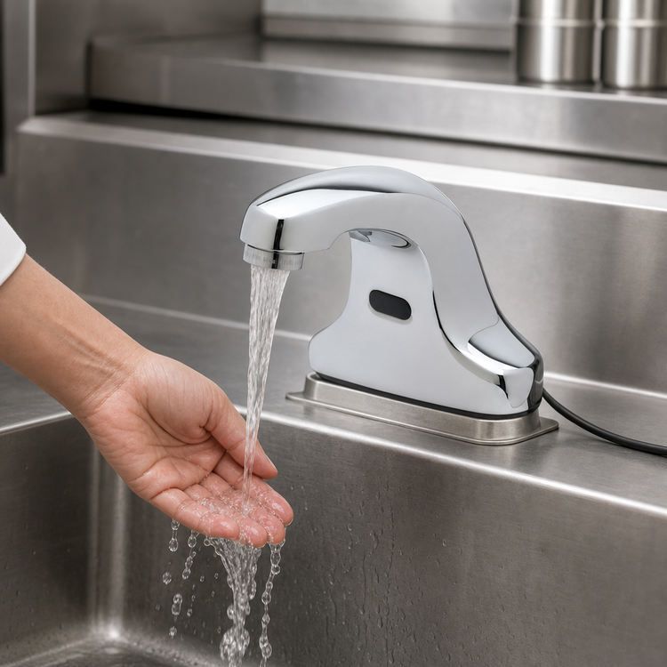 Product image #3 for Equip 4-Inch Deck Mount Touchless Electronic Sensor Faucet with Rigid Spout and Mixing Valve