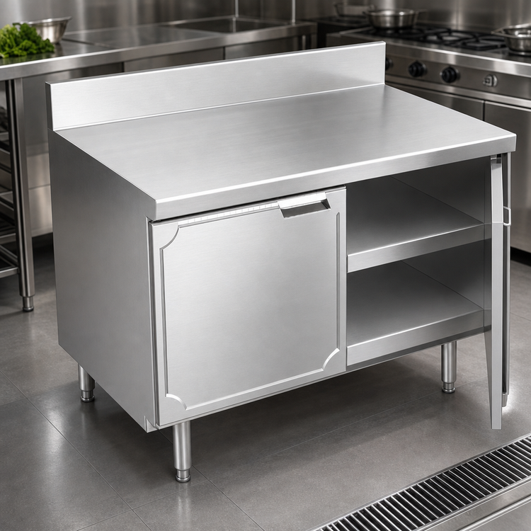 Product image #3 for La Rosa Refrigeration Utility Stand Cabinet Base with Hinged Door, 24 x 32 Inch, 304 Stainless Steel