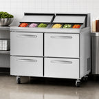 Thumbnail image #3 for Turbo Air PRO PST-48-D4-N 48-1/4-Inch Two-Section Sandwich/Salad Prep Table with 4 Drawers and 12-Pan Top