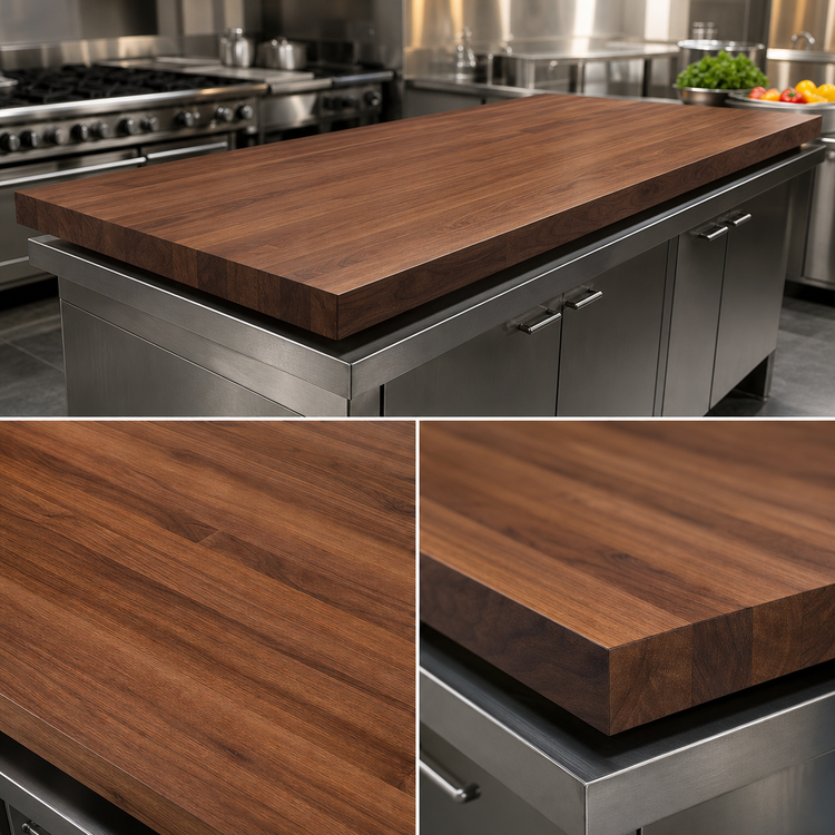 Product image #3 for Boos Block American Black Walnut Edge Grain Countertop with Varnique Finish, 132 x 42 x 3 Inches