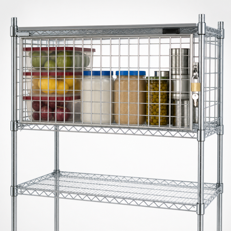 Product image #3 for EagleGard 48W x 18D Flip-Up Door Security Enclosure Kit for 18-Inch Wire Shelving