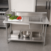 Thumbnail image #3 for 48 Inch x 24 Inch Stainless Steel Work Table with Right-Side Prep Sink and 5 Inch Backsplash