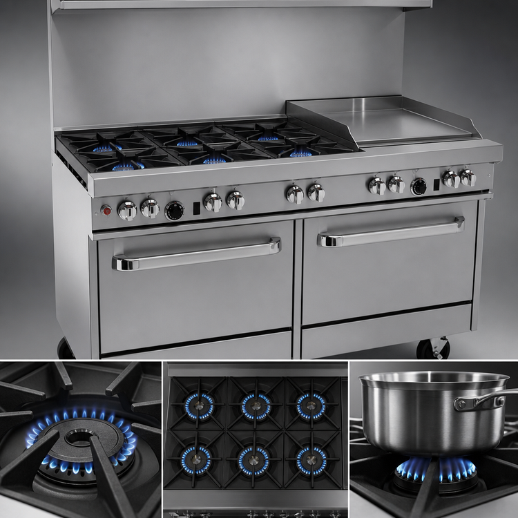 Product image #3 for Southbend Ultimate 60-Inch Gas Restaurant Range with 6 Open Burners, 24-Inch Griddle and 2 Cabinets