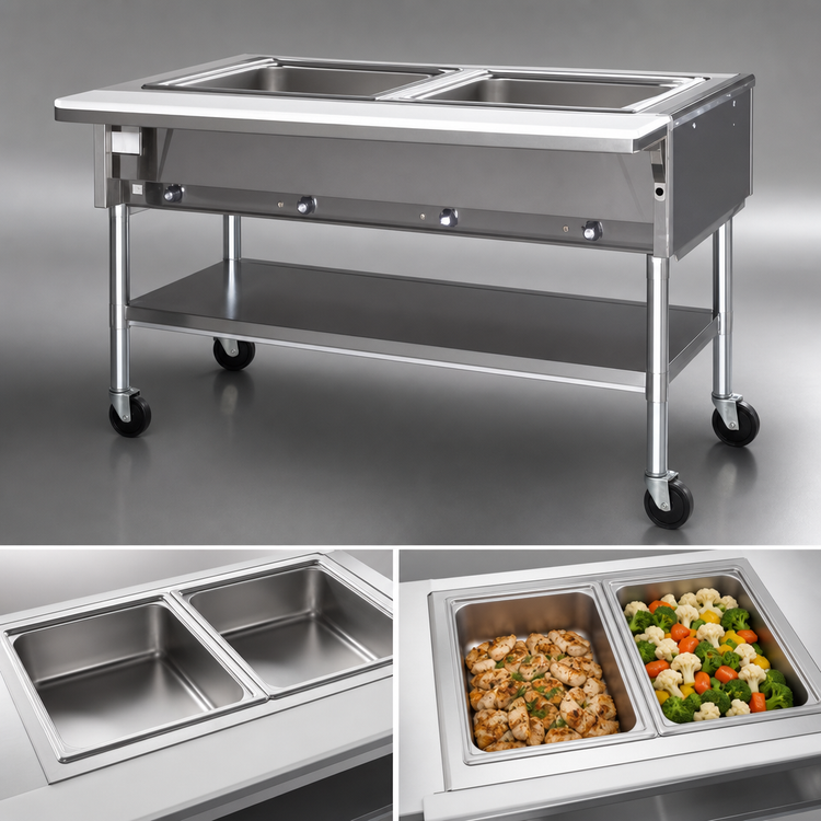 Product image #3 for Eagle Group Portable Electric Hot Food Table with 2 Dry Wells, 36-Inch Width, Cutting Board and Open Base