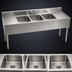 Thumbnail image #3 for Eagle Group 1800 Series Three-Compartment Underbar Sink Unit with Left and Right Drainboards, 96 Inch, 304 Stainless Steel