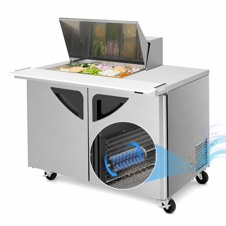 Product image #3 for Turbo Air Super Deluxe 48-Inch Two-Section Mega Top Sandwich/Salad Prep Table with 12-Pan Opening and 2 Doors