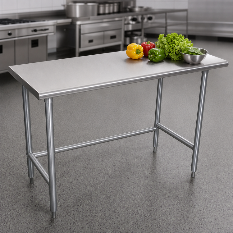 Product image #3 for Advance Tabco 84-Inch x 30-Inch 16-Gauge 304 Stainless Steel Work Table with Galvanized Base