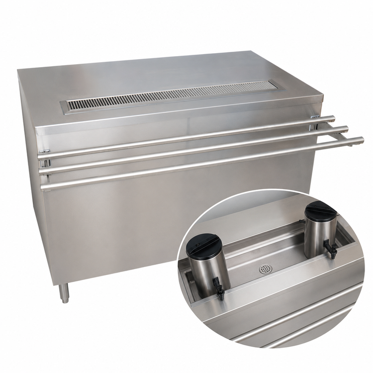 Product image #3 for BK Resources 48-Inch Stainless Steel Cashier-Serve Counter with Built-In Urn Trough