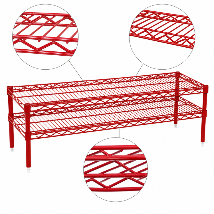 Product image #3 for Eagle QuadTruss 2-Tier Front Case Merchandise Wire Shelving Unit, 54 x 14 x 14 Inches, Red Epoxy