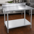 Thumbnail image #3 for Advance Tabco 48 Inch x 30 Inch 430 Stainless Steel Work Table with 5 Inch Backsplash and Galvanized Undershelf